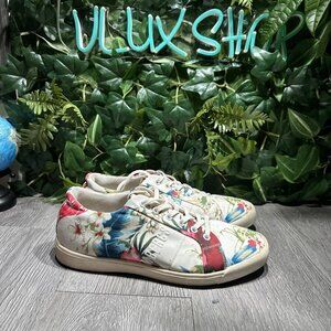 Bikkembergs Tropical Floral Women’s Low Top Invory Sneakers Size 40 / 9 US